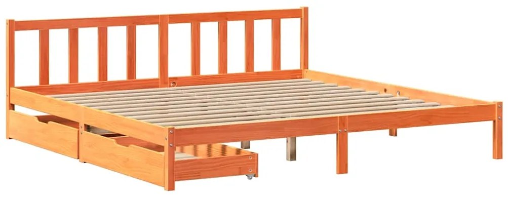 vidaXL Σκελετός Κρεβ. Χωρίς Στρώμα Καφέ Κεριού 200x200 εκ Μασίφ Πεύκο