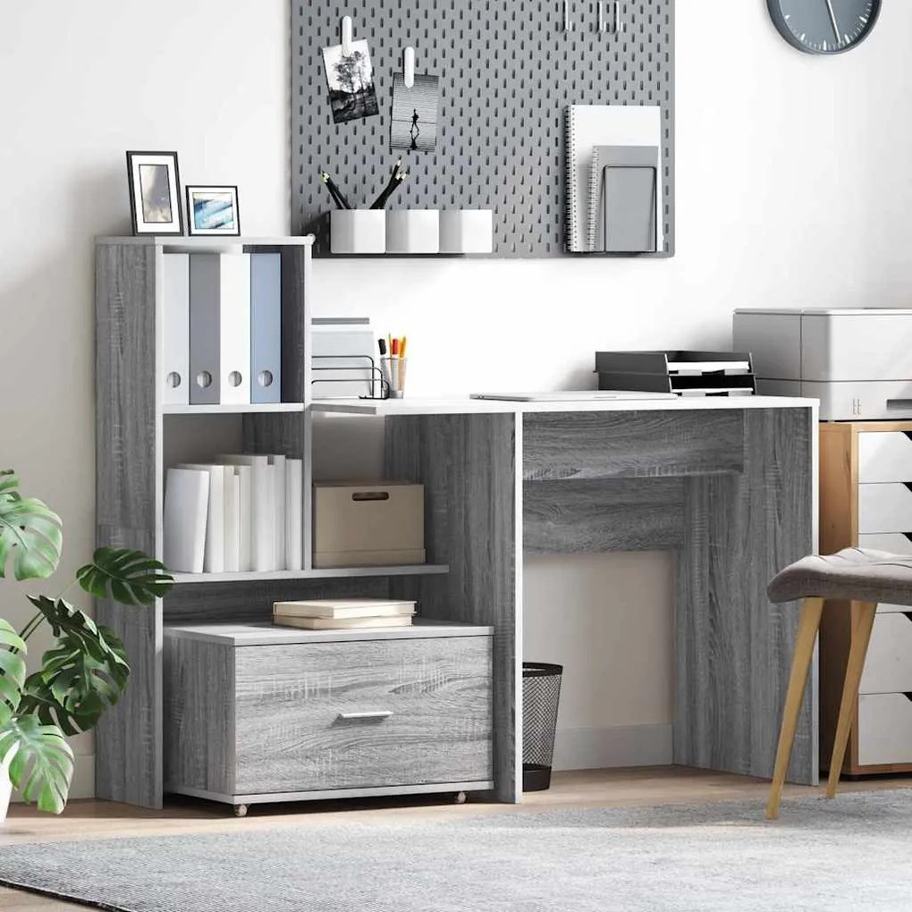 vidaXL Γραφείο Γκρι sonoma 131.5 x 50 x 106.5 εκ. Επεξεργασμένο ξύλο