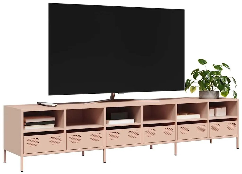 ντουλάπι τηλεόρασης vidaXL Ροζ 202x39x43,5 cm Ατσάλι ψυχρής έλασης