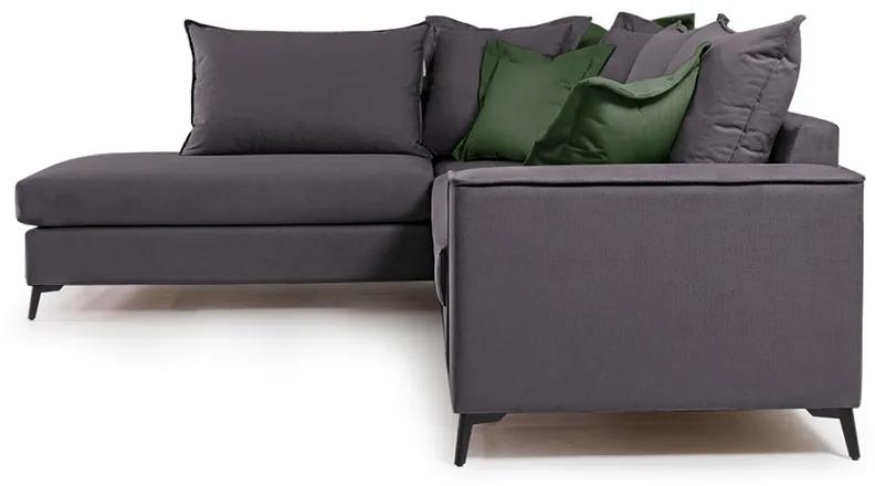 Γωνιακός καναπές δεξιά γωνία Romantic pakoworld ύφασμα ανθρακί-κυπαρισσί 290x235x95εκ - Ύφασμα - 168-000036