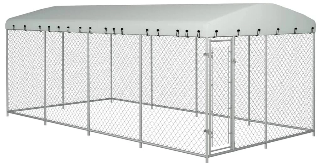 vidaXL Κλουβί Σκύλου Εξωτερικού Χώρου 7,6 x 3,8 x 2,3 μ. με Στέγαστρο