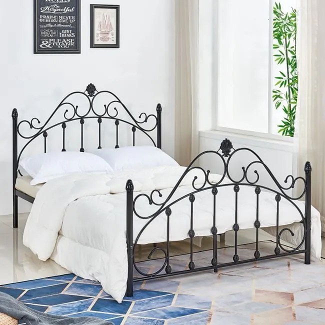 Κρεβάτι 150Χ200 Black HM576.01 Διπλό Metal