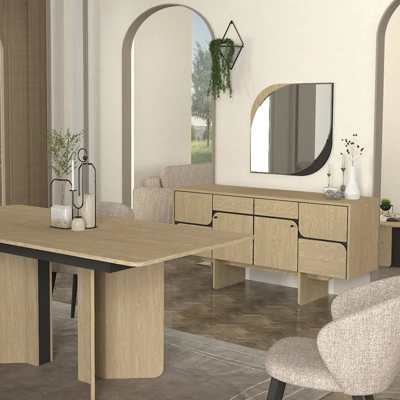 Μπουφές Lava Megapap χρώμα rota oak - ανθρακί 150x44,6x76εκ. - GP042-0294,1