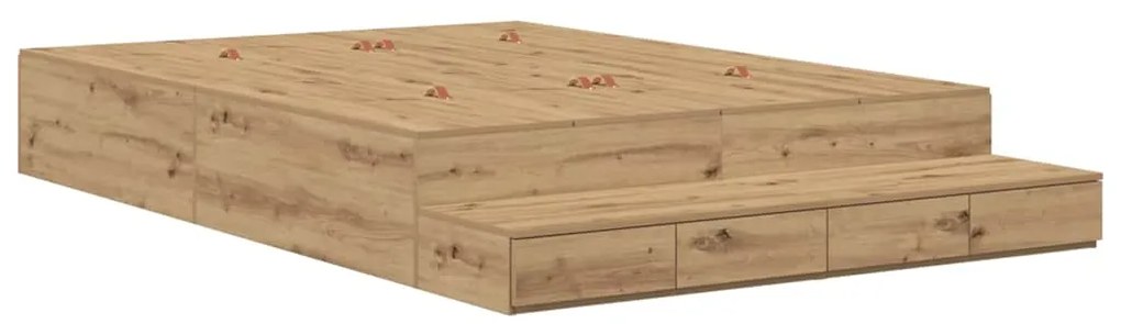 vidaXL Κρεβάτι με αποθηκευτικό χώρο με συρτάρι Artisan Oak 135 cm
