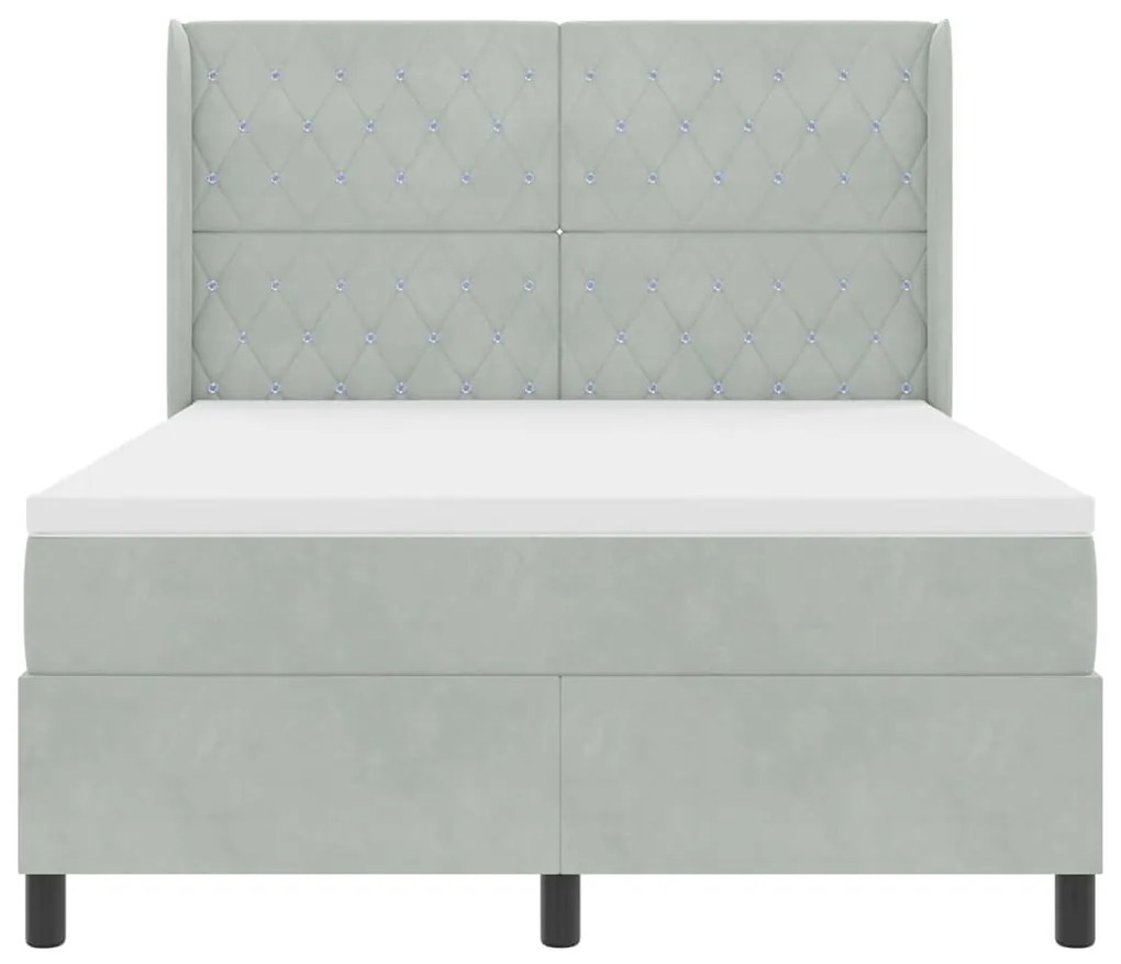 vidaXL Κρεβάτι με ελατήρια Ανοιχτό γκρι 160 x 200 cm Βελούδο