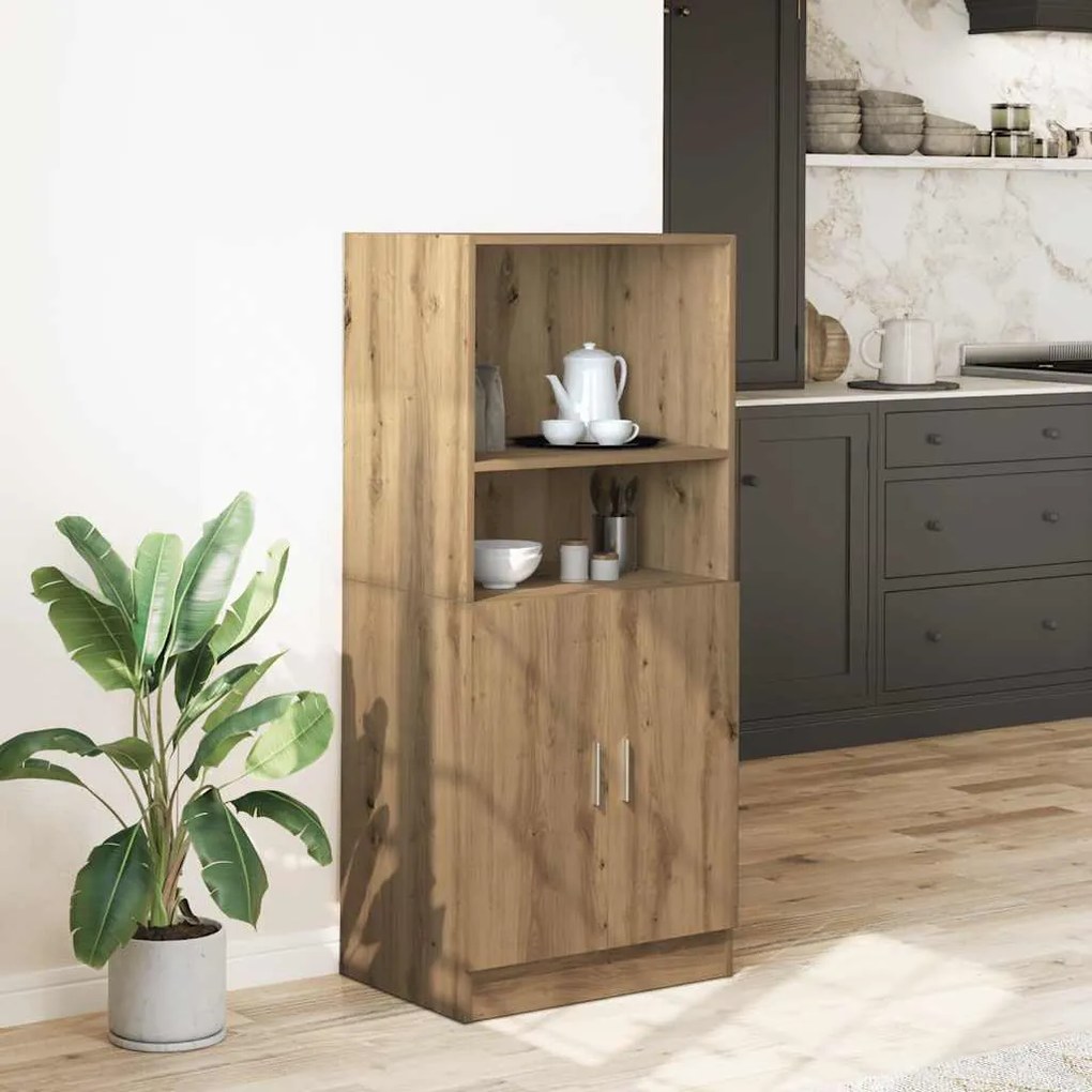 Ντουλάπι Κουζίνας Αρτισιανή Δρυς 57x41,5x131,5 εκ. Επεξεργ.Ξύλο - Καφέ
