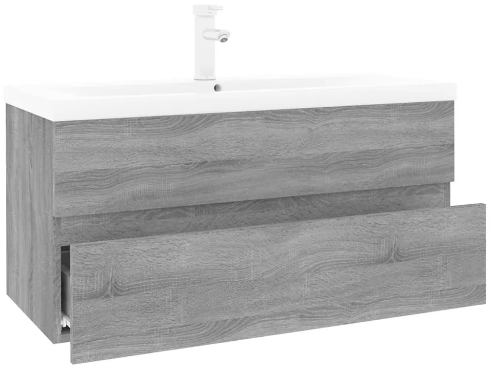 vidaXL Ντουλάπι Μπάνιου με Νιπτήρα Γκρι Sonoma από Επεξεργασμένο Ξύλο