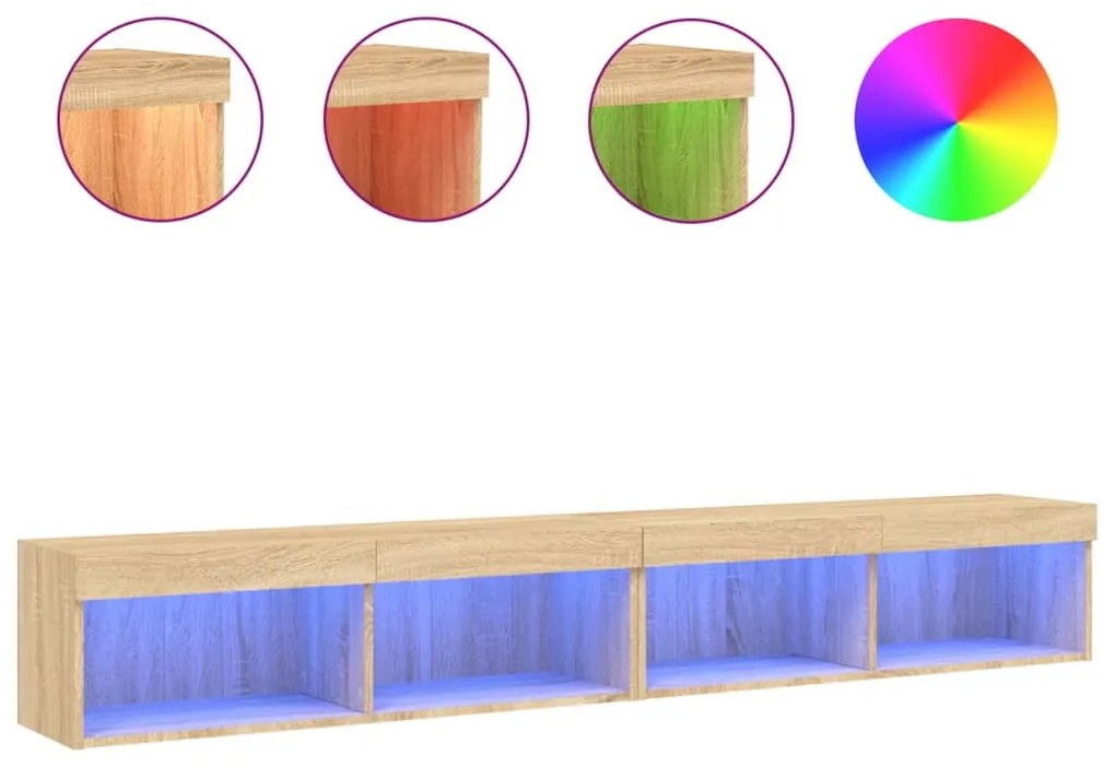 vidaXL Έπιπλα Τηλεόρασης με LED 2 τεμ. Sonoma Δρυς 100 x 30 x 30 εκ.