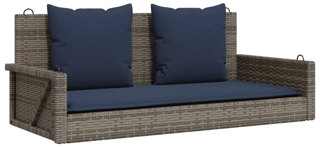 vidaXL Παγκάκι Κούνιας με Μαξιλάρια Γκρι 119 x 56 x 48 εκ. από Συνθετικό Ρατάν