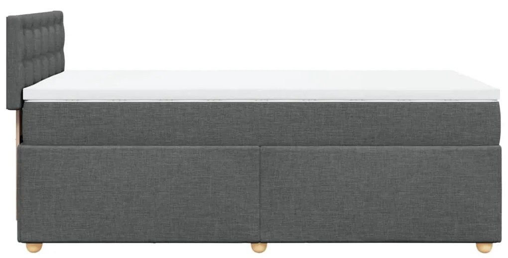 Κρεβάτι Boxspring με Στρώμα Σκούρο Γκρι 100x200 εκ. Υφασμάτινο - Γκρι