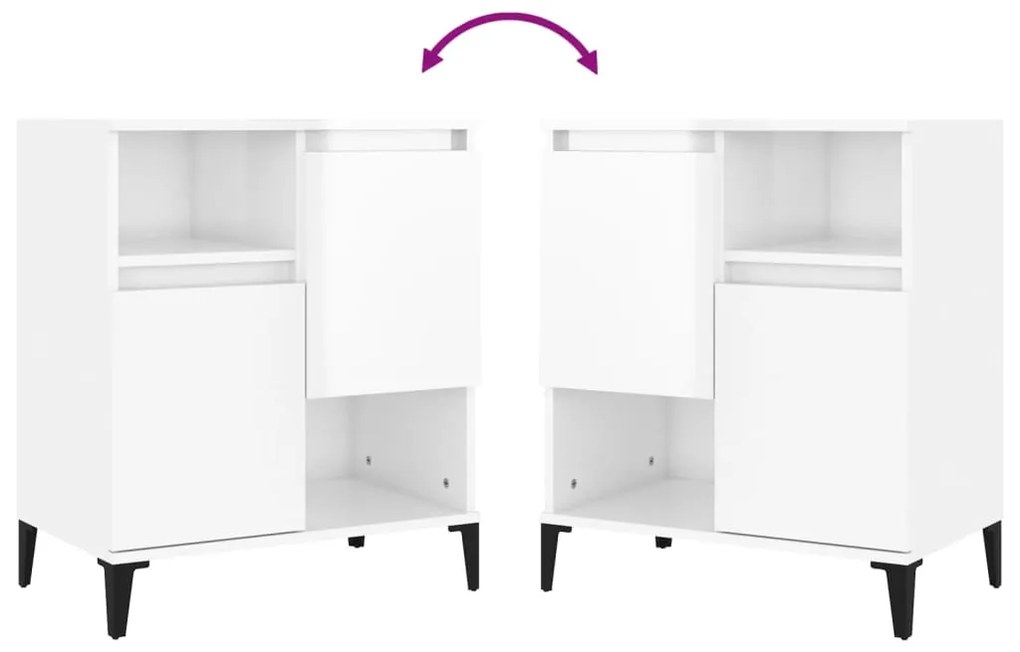 vidaXL Ντουλάπια 3 τεμ. Γυαλιστ. Λευκό 60x35x70 εκ. Επεξεργασμένο Ξύλο