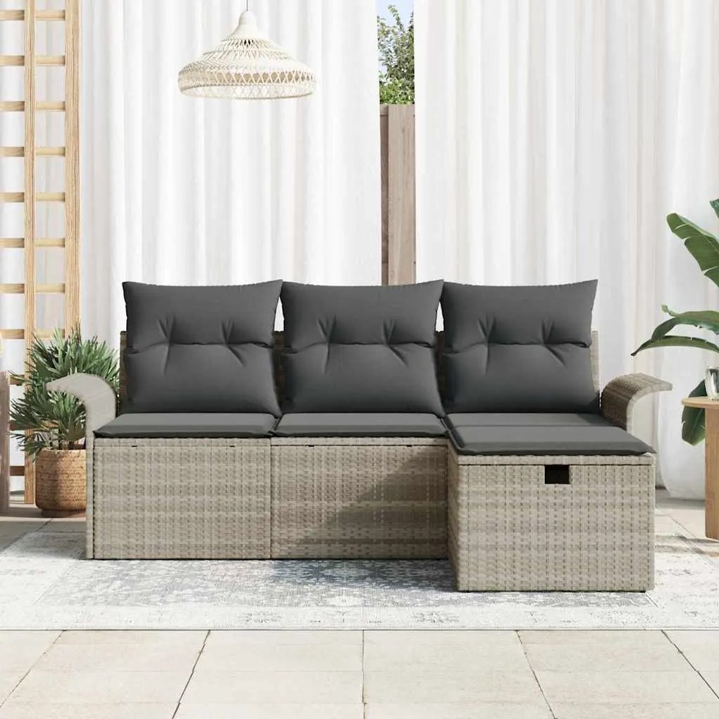 vidaXL Σετ Καναπέ Κήπου 4 pcs Ανοιχτό γκρι 196 x 117 x 85 εκ.