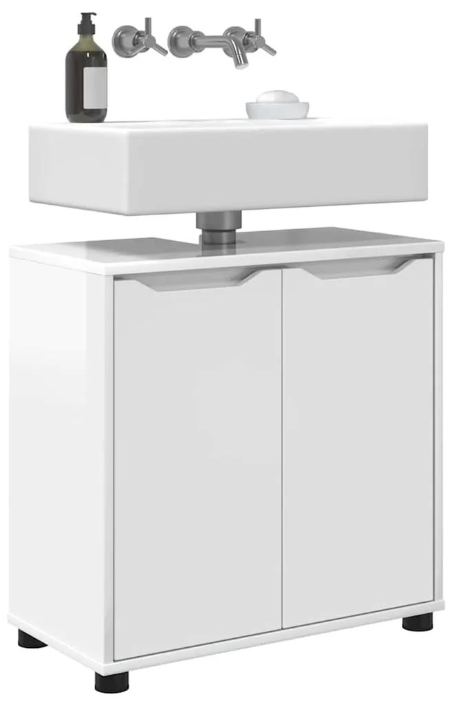 vidaXL Ντουλάπα νιπτήρα μπάνιου Υψηλής γυαλάδας λευκό 60 x 30 x 60 cm