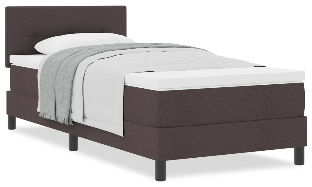 vidaXL Κρεβάτι box spring με στρώμα Σκούρο Καφέ 90 x 200 cm ύφασμα