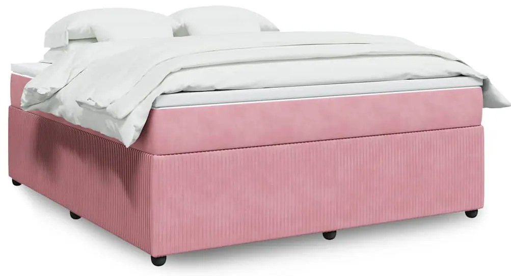 vidaXL Κρεβάτι Boxspring με Στρώμα Ροζ 180x200 εκ. Βελούδινο