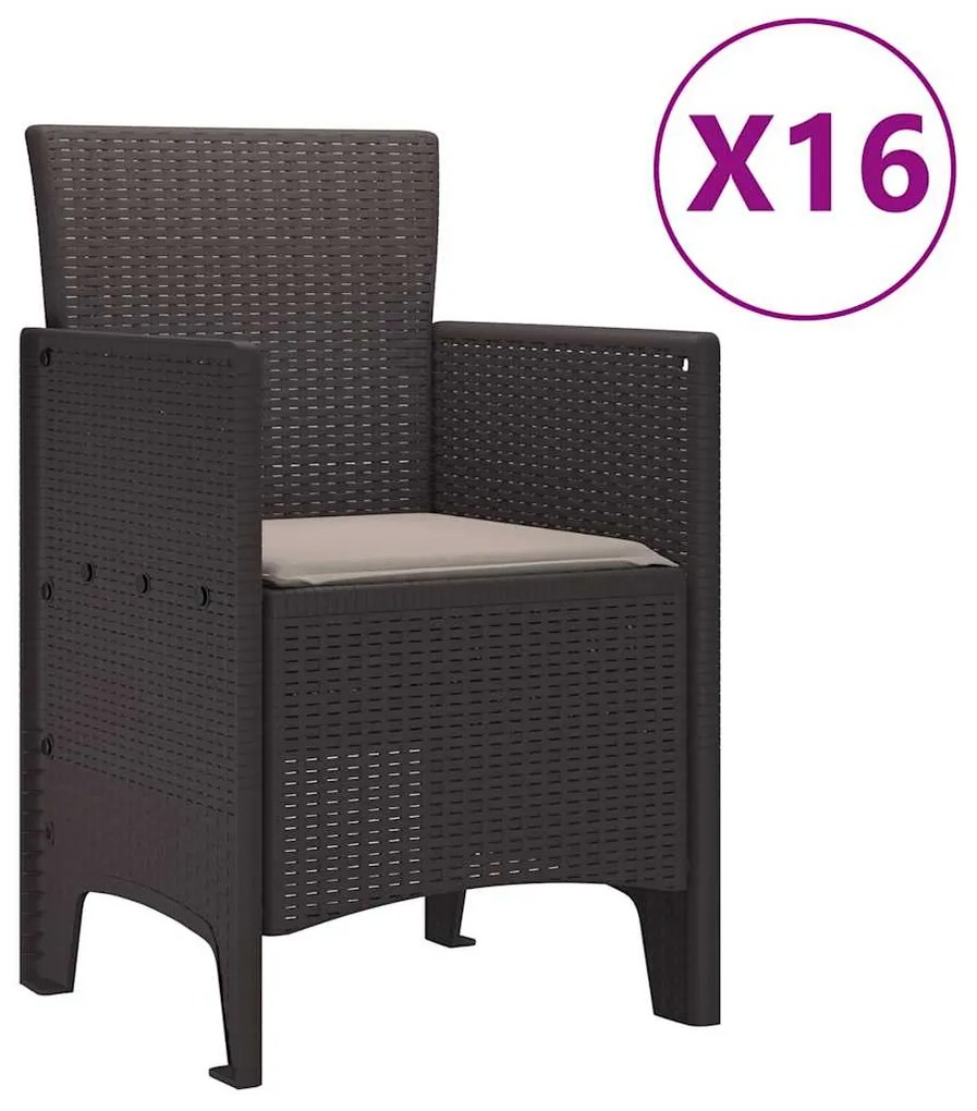 vidaXL Σέτ φαγητού για κήπο 17 pcs Καφέ Rattan Polt