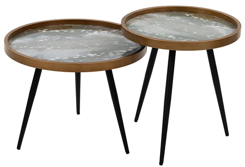 REEF COFFEE TABLE ΠΟΛΥΧΡΩΜΟ ΜΕ PATTERN ΜΑΥΡΟ D60xH45cm - 04-0435