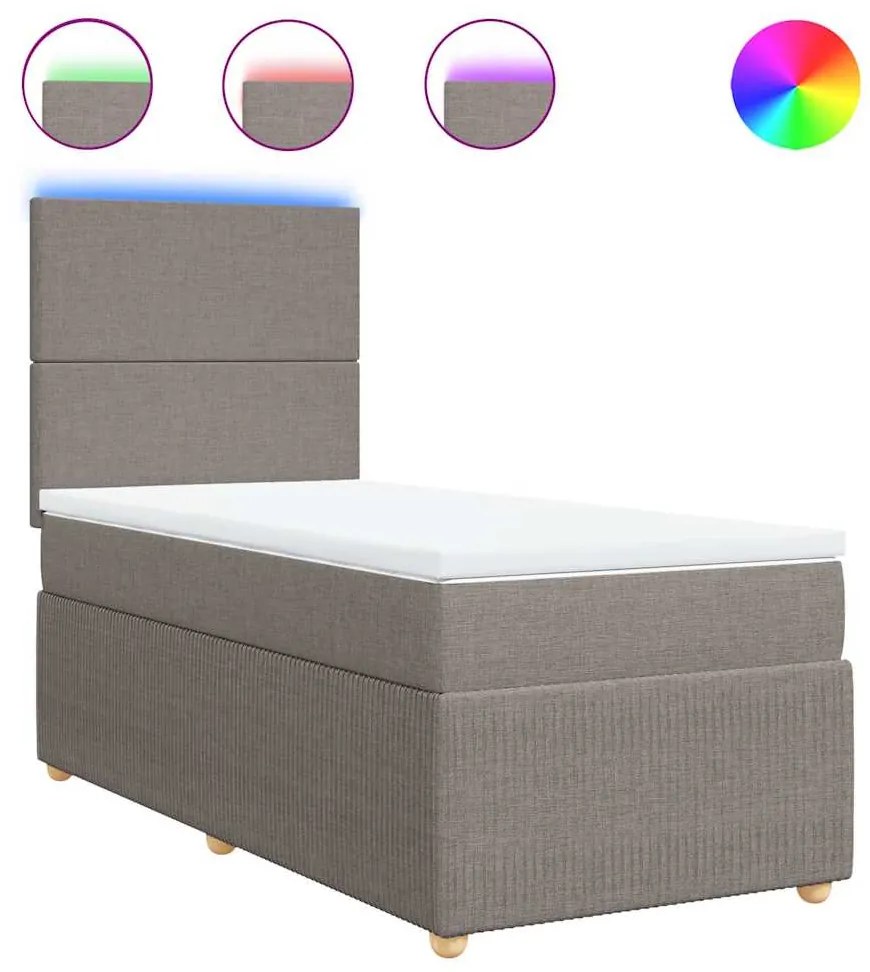 vidaXL Κρεβάτι Boxspring με Στρώμα Taupe 80x200 εκ. Υφασμάτινο