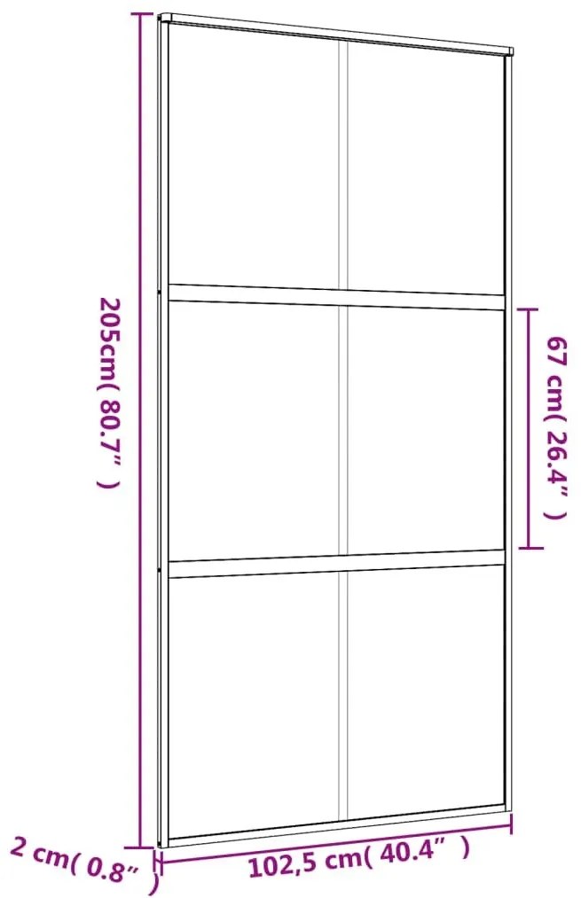 Συρόμενη Πόρτα Χρυσή 102,5x205 εκ. Αμμοβολή ESG Γυαλί/Αλουμίνιο - Χρυσό