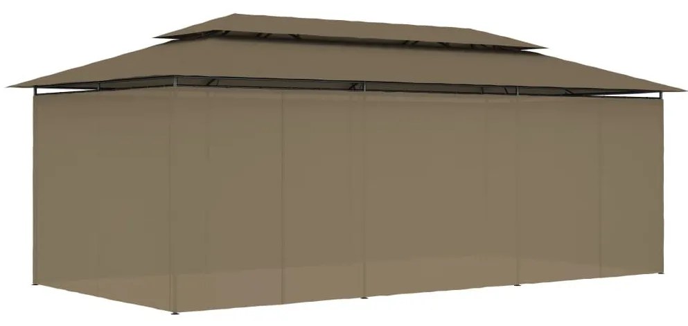 Κιόσκι με Κουρτίνες Taupe 600 x 298 x 270 εκ. 180 γρ./μ² - Μπεζ-Γκρι