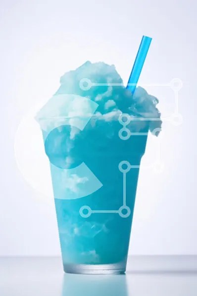 Intra Συλλεκτικό Ξύλινο Παζλ Plywood  4mm - Blue Slushy Drink σε ένα φλιτζάνι Σε Ξύλινο Κουτί - Διαστάσεις: 10x10 cm – 25 κομμάτια