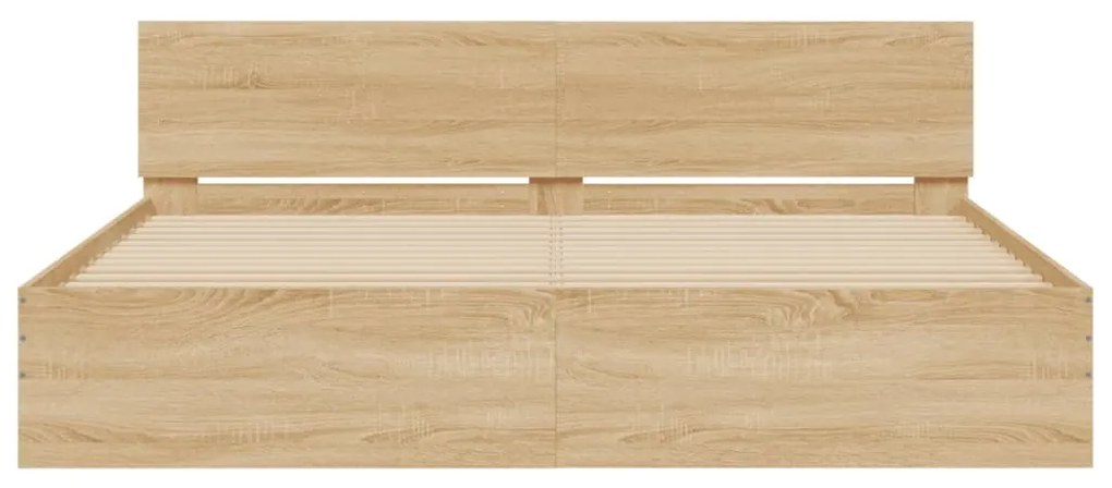 vidaXL Πλαίσιο Κρεβατιού με Κεφαλάρι/LED Sonoma δρυς 200 x 200 εκ.