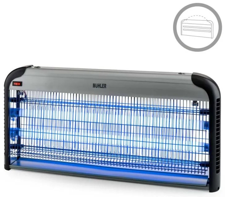 Λαμπτήρας εντόμων Muhler MIK-100 1003954, 40W, 100 m2, Ασφαλής για ανθρώπους και ζώα, Αθόρυβη λειτουργία, Μαύρο/γκρι