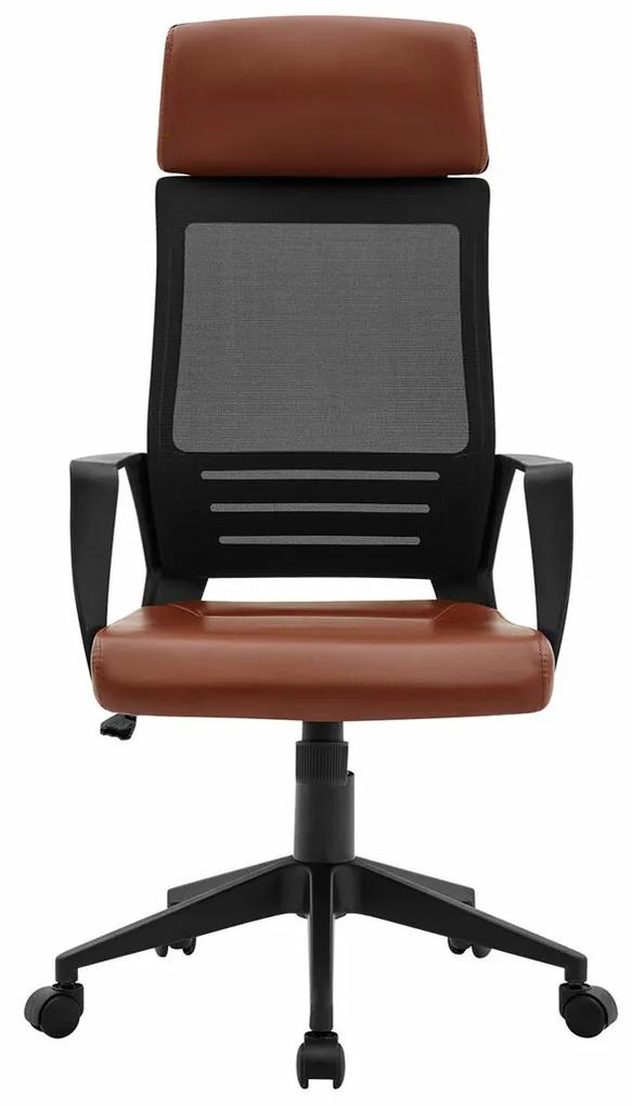 Καρέκλα γραφείου Mesa 468, Καφέ, Μαύρο, 116x58x62cm, 13 kg, Με μπράτσα, Με ρόδες, Μηχανισμός καρέκλας: Κλίση | Epipla1.gr