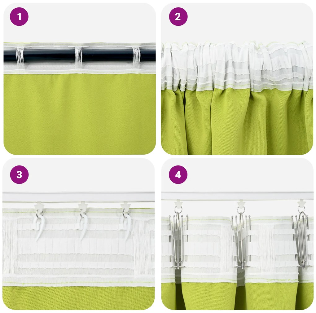 vidaXL Κουρτίνες με κουρτίνες 2 pcs Λαχανί 225 x 140 εκ. Πολυεστέρας