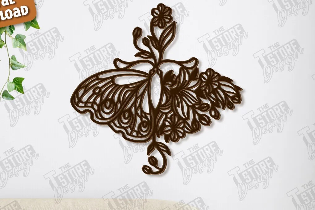 Σετ των 2 Intra απο ξύλο plywood 3mm-4mm πάχος Διακόσμηση τοίχου πεταλούδας με λέιζερ | Τέχνη τοίχου Δίασταση 40x40 cm INTRAFABR-123419195