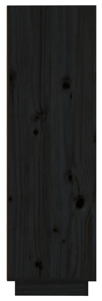 Ντουλάπι Ψηλό Μαύρο 37 x 34 x 110 εκ. από Μασίφ Ξύλο Πεύκου - Μαύρο