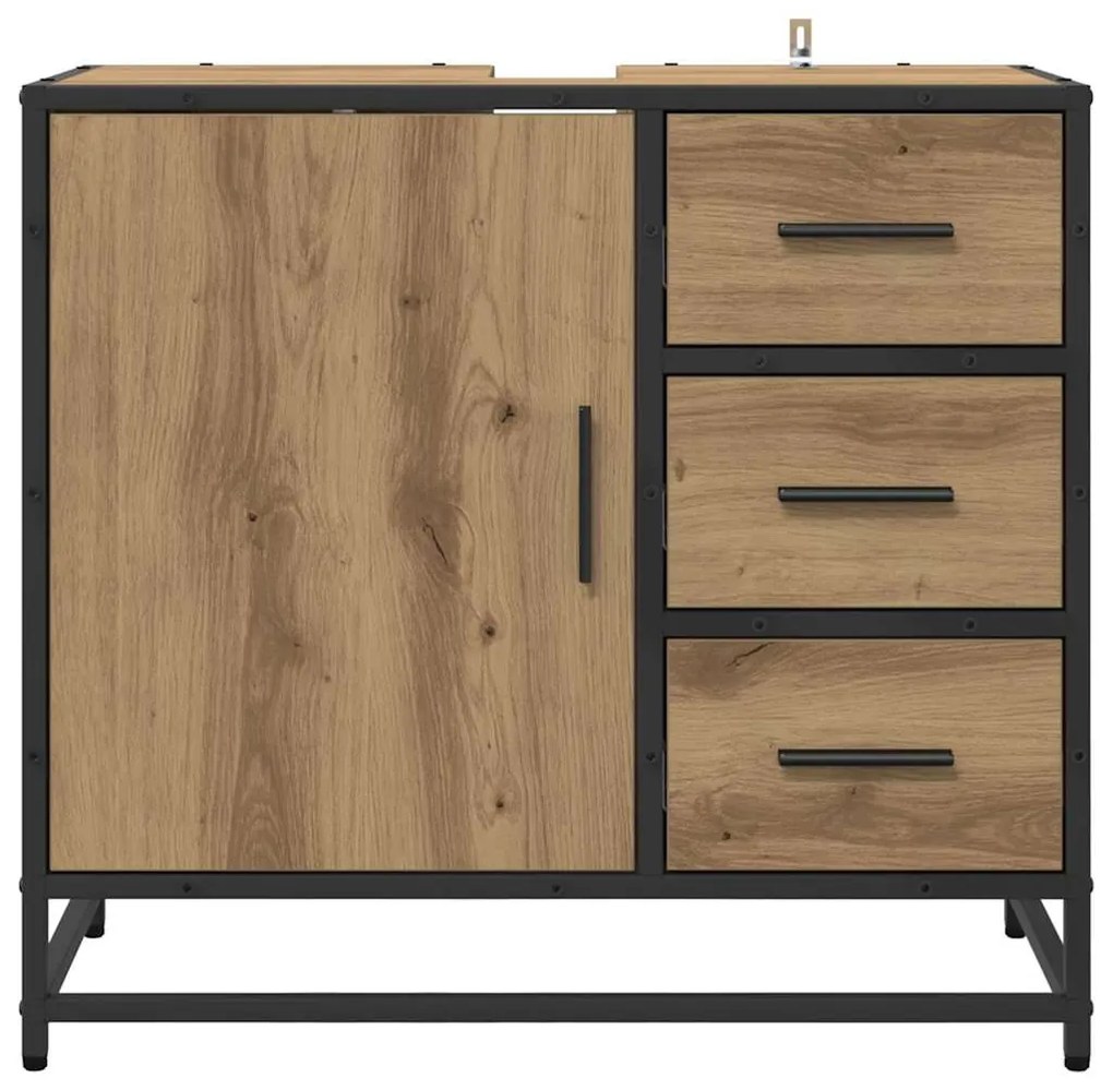 vidaXL Ντουλάπα Νιπτήρα Mπάνιου με ράφι artisan δρυς 65 x 33 x 60 εκ