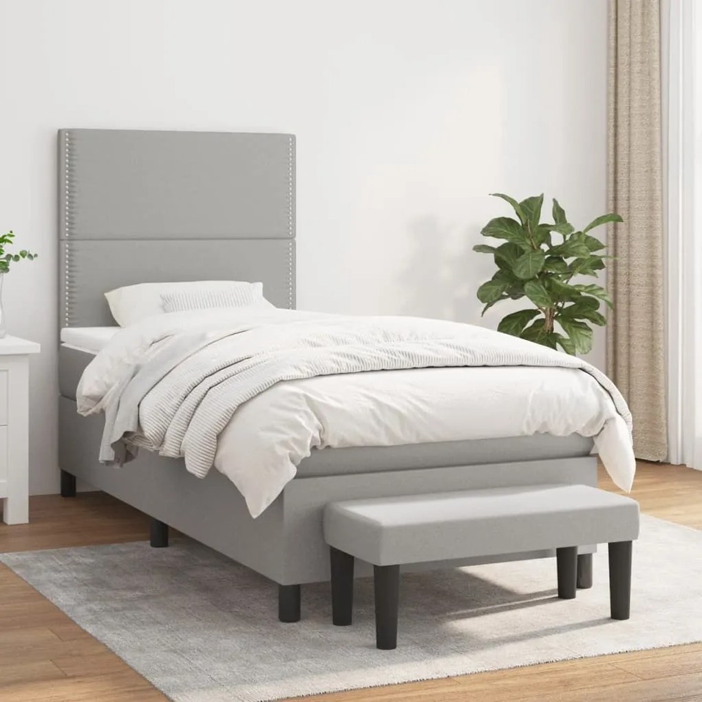 ΚΡΕΒΑΤΙ BOXSPRING ΜΕ ΣΤΡΩΜΑ ΑΝΟΙΧΤΟ ΓΚΡΙ 100X200 ΕΚ. ΥΦΑΣΜΑΤΙΝΟ 3136493