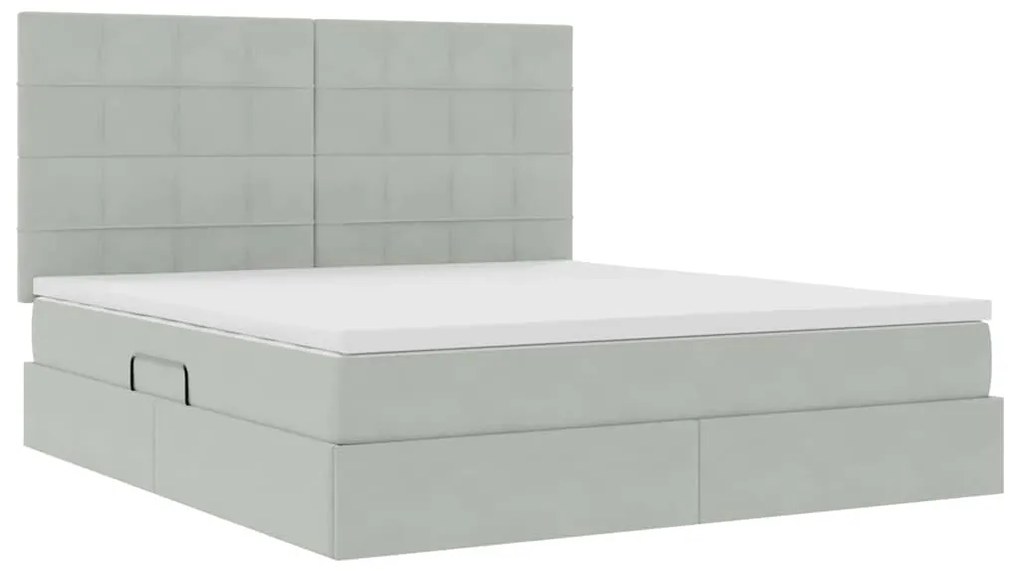 vidaXL Κρεβάτι με αποθηκευτικό χώρο και LED Ανοιχτό γκρι 180 x 200 cm