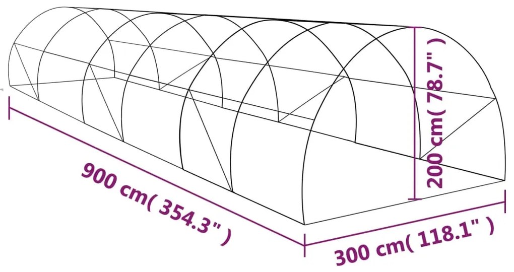 Θερμοκήπιο 27 μ² 900 x 300 x 200 εκ. - Πράσινο