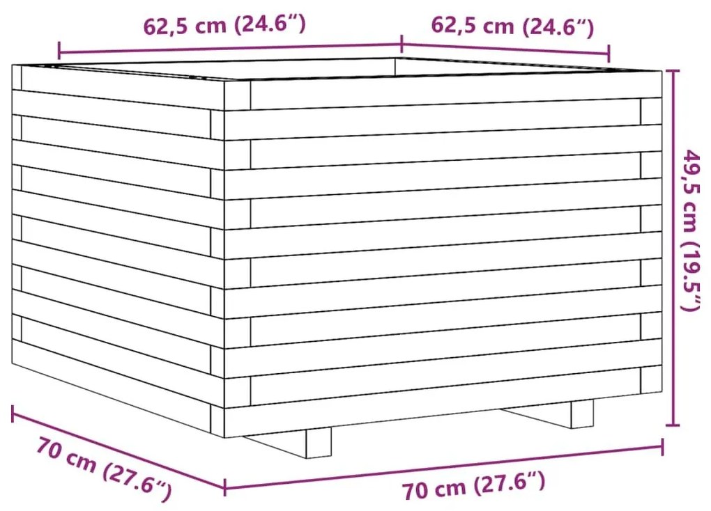 Ζαρντινιέρα Κήπου 70x70x49,5 εκ. από Εμποτισμένο Ξύλο Πεύκου - Καφέ