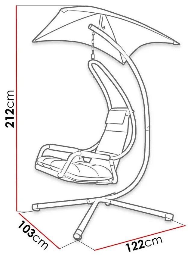 Κρεμαστή πολυθρόνα Comfivo 318, 212x103x122cm, 24 kg, Ανοιχτό γκρι, Μαύρο, Ταπισερί, Μέταλλο, Μαξιλάρι καθίσματος: Ναι | Epipla1.gr