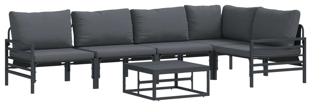 Σετ Καναπέ Κήπου με μαξιλάρι 6 pcs Μαύρο Ατσάλι