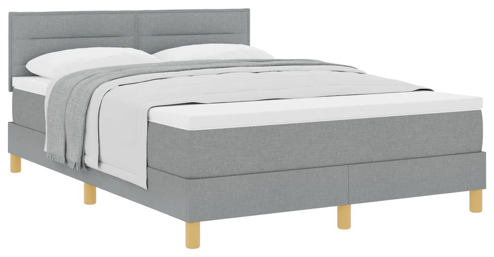 vidaXL Κρεβάτι Box Spring με Στρώμα Ανοιχτό Γκρι 160x200 εκ. Ύφασμα