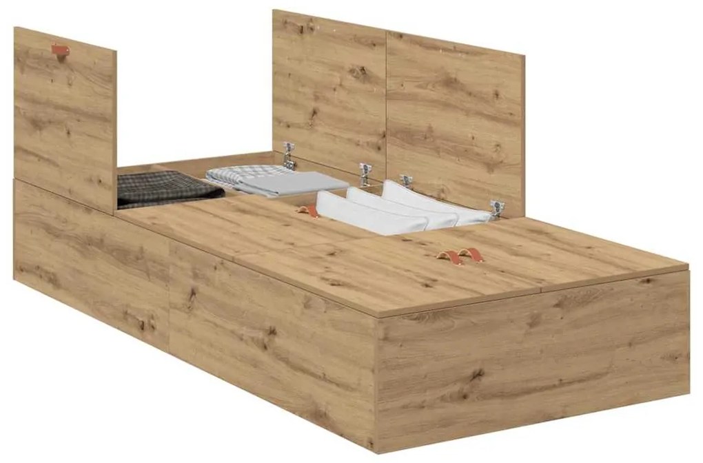 vidaXL Σκελετός Κρεβατιού artisan δρυς 90 x 190 cm Επεξεργασμένο ξύλο