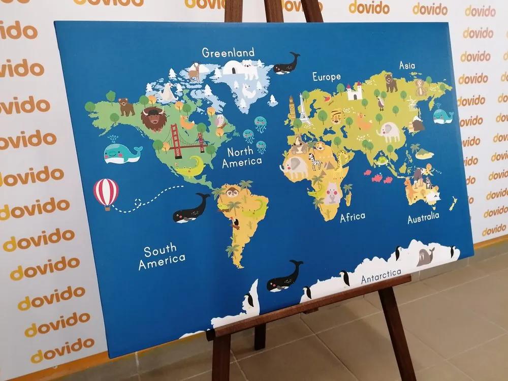 Εικόνα στον παγκόσμιο χάρτη φελλού για παιδιά - 90x60  peg