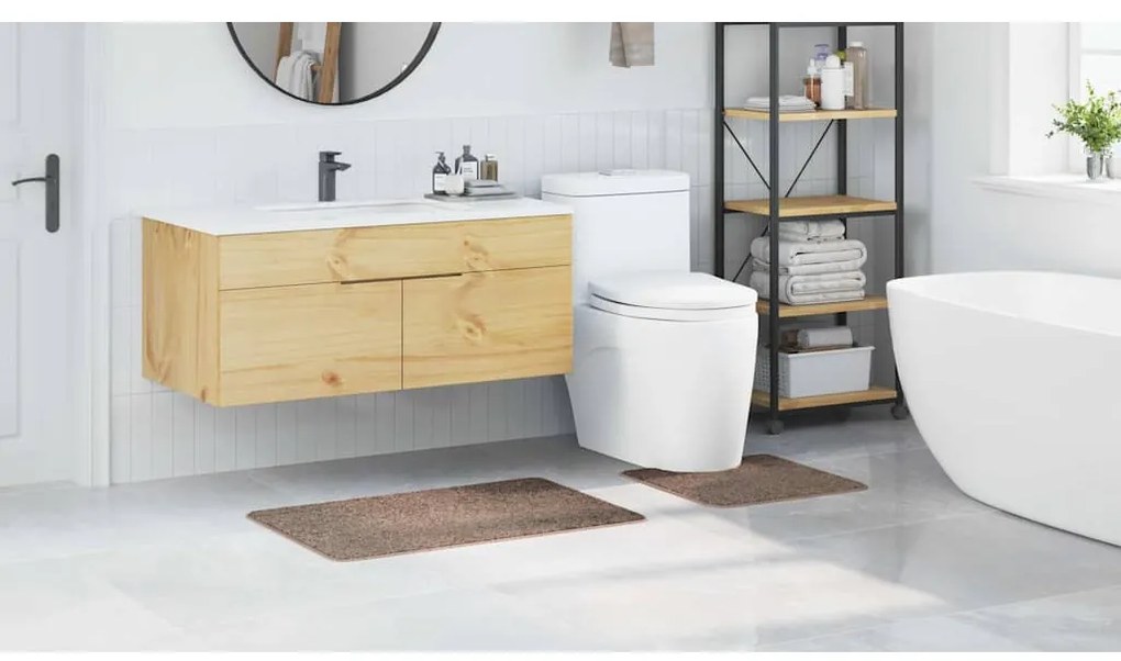 vidaXL Πατάκι μπάνιου 2 pcs Καφέ 50 x 50 cm Πολυπροπυλένιο