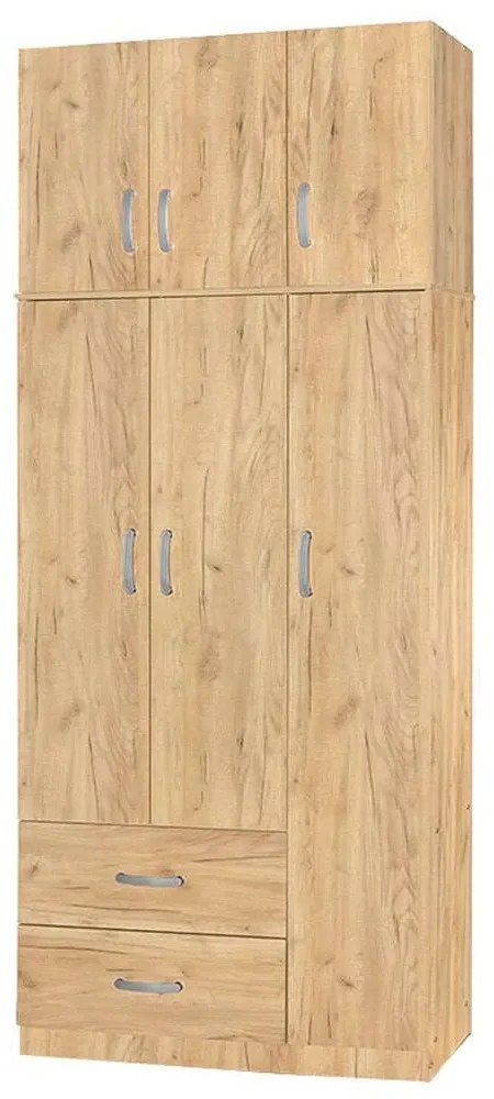 Ντουλάπα τρίφυλλη και πατάρι Zelia 249-000048 90x42x240cm Natural Three Door