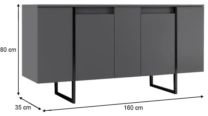 Μπουφές Luxe Megapap χρώμα ανθρακί 160x35x80εκ.