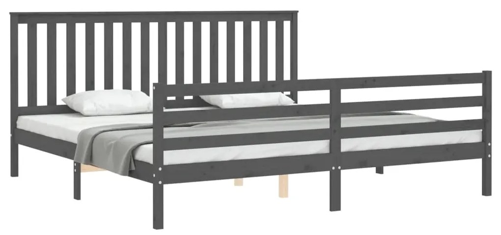 vidaXL Πλαίσιο Κρεβατιού με Κεφαλάρι Γκρι 200x200 εκ. Μασίφ Ξύλο