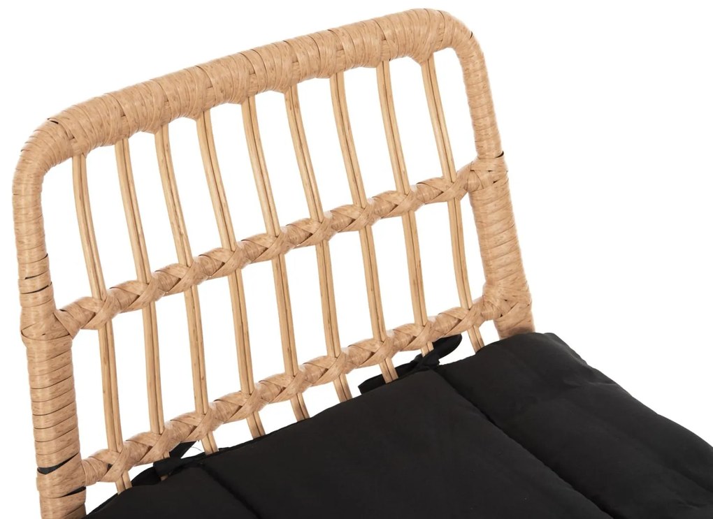 Σκαμπό Μπαρ ALLEGRA C5452.11 Μεταλλικό με Μπέζ Wicker &amp; Μαύρο Μαξιλάρι 52x51x103Y εκ 52x51x103 εκ.