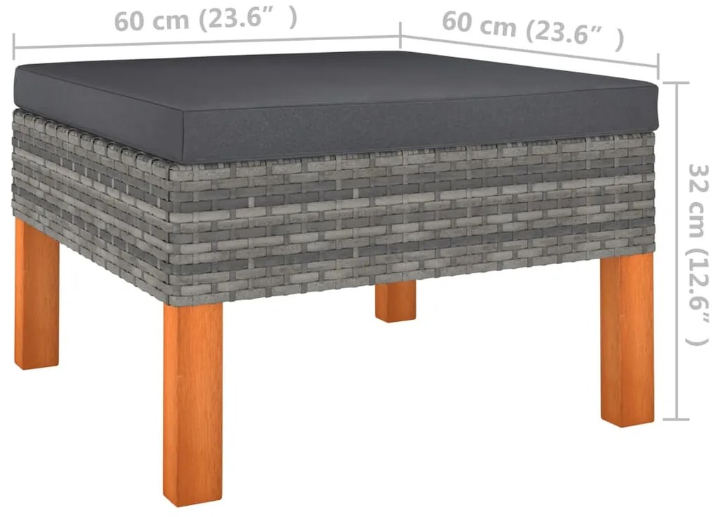 vidaXL Υποπόδιο από Συνθετικό Ρατάν / Μασίφ Ξύλο Ευκαλύπτου