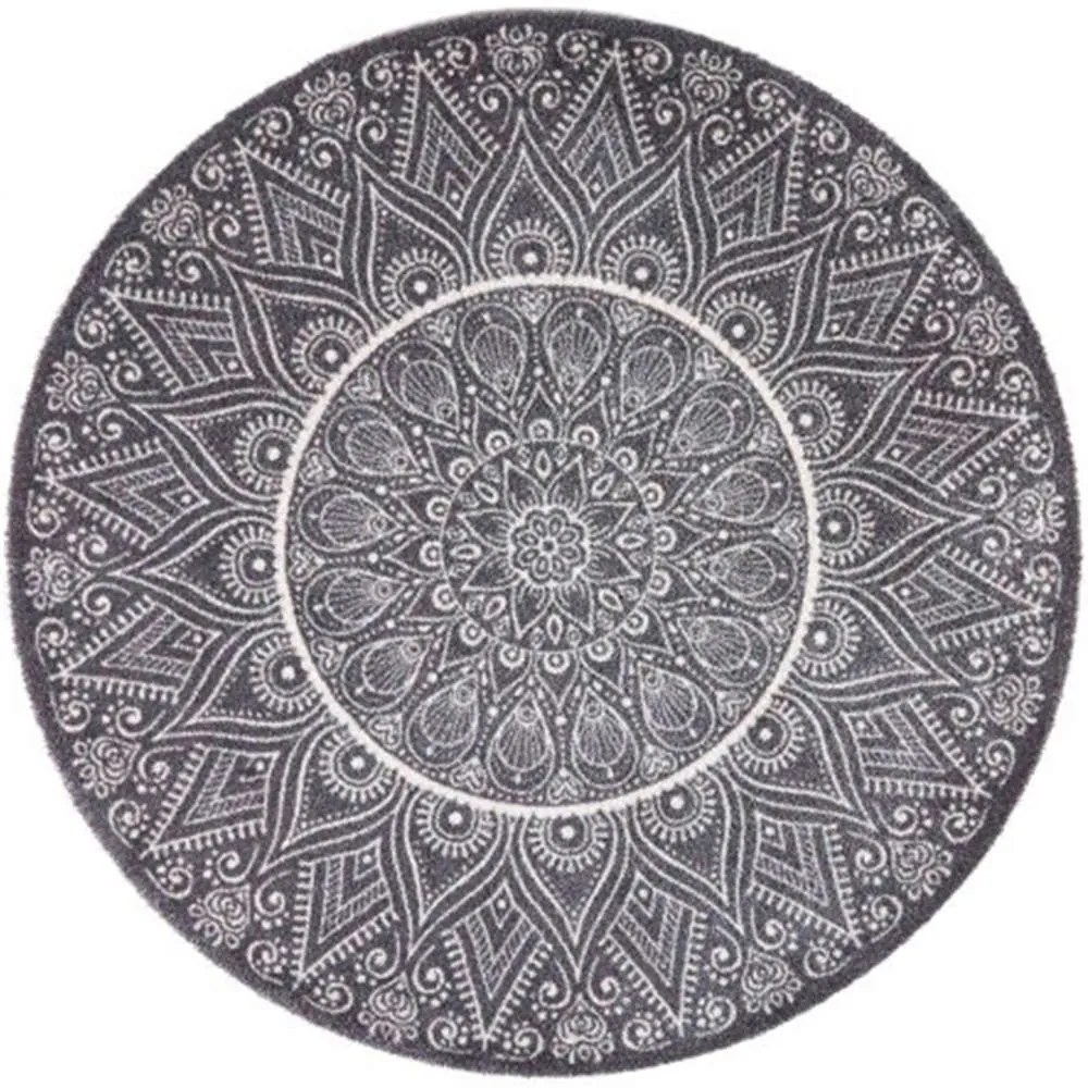 Χαλάκι Κουζίνας Universal 920Mandala Φ100cm Grey Sdim 100X100cm Round Polyamide