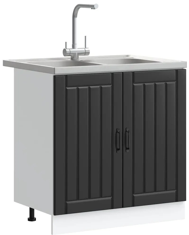 vidaXL Ντουλάπα Κουζίνας με αποθήκευση 2 pcs Μαύρο 80 x 46 x 81.5 εκ
