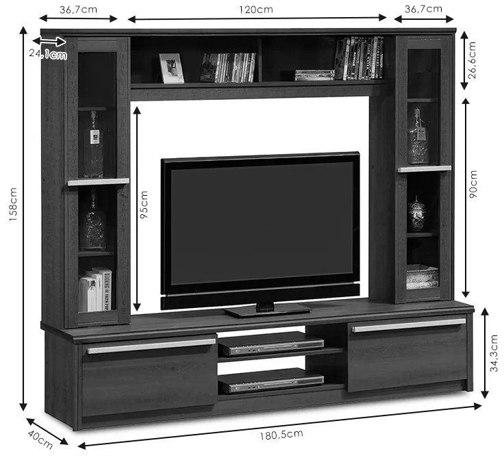 Σύνθετο σαλονιού Chico TV pakoworld χρώμα embony oak 180,5x40x158εκ - 123-000057